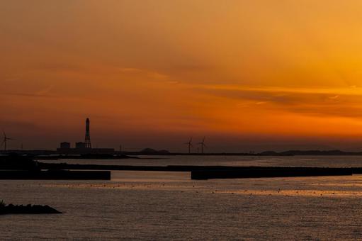 宇津江から望む6（田原市） 釣り,海,夕暮れの写真素材