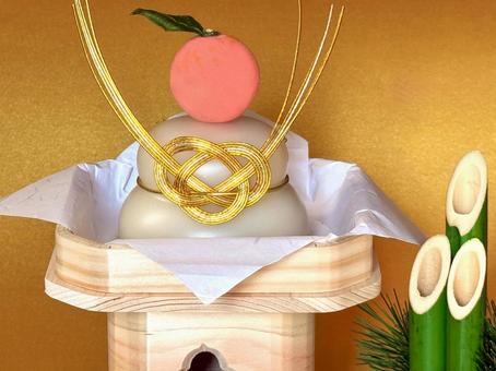 鏡餅と門松 お正月,鏡餅,正月飾りの写真素材