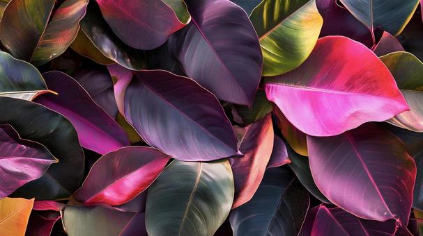 パープル系の配色の葉っぱの背景用画像の写真