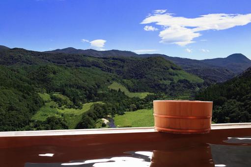 Superb view open-air bath in the mountains, JPG Superb view open-air bath in the mountains, hot spring, outdoor bath, bath, JPG