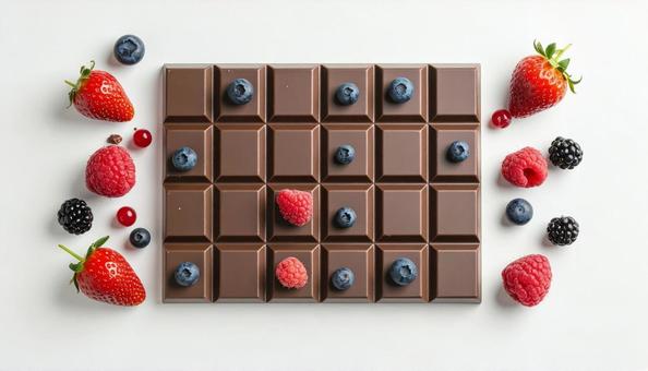 板チョコとイチゴ 板チョコとイチゴの写真