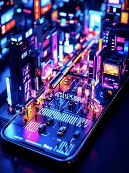 スマホ上のミニチュアサイバー都市 スマホ上のミニチュアサイバー都市の写真