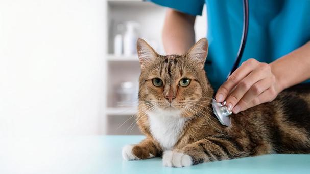 検査を受ける猫 検査を受ける猫の写真