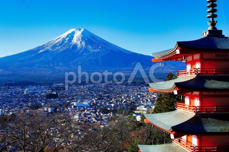 富士と五重塔 五重塔,風景,japanの写真素材