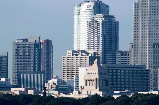 東京都心-国会議事堂と六本木ヒルズ- 東京都心-国会議事堂と六本木ヒルズ-の写真