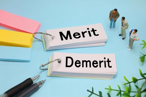 メリット　デメリットの文字素材 メリット,デメリット,成果の写真素材