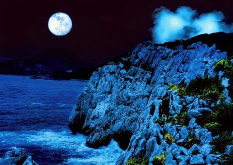 崖と海と夜空 崖と海と夜空の写真