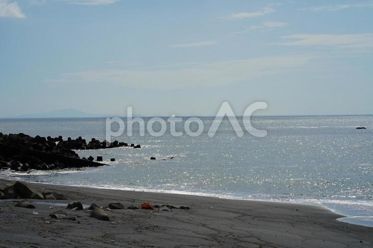 海岸の風景　秋　 海岸,砂浜,波の写真素材