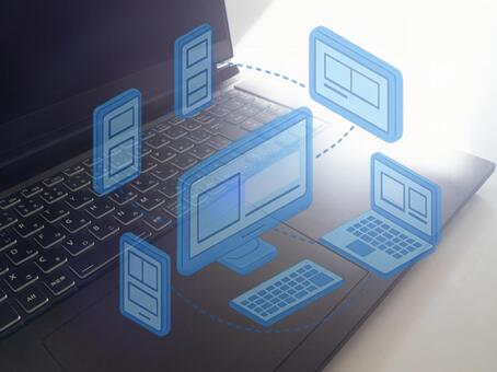 デバイス連携を象徴するネットワーク環境 ネットワーク,テクノロジー,クラウドの写真素材