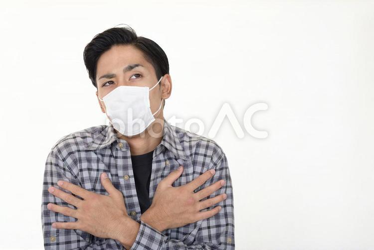 風邪に罹患した男性 男性,風邪,花粉症の写真素材