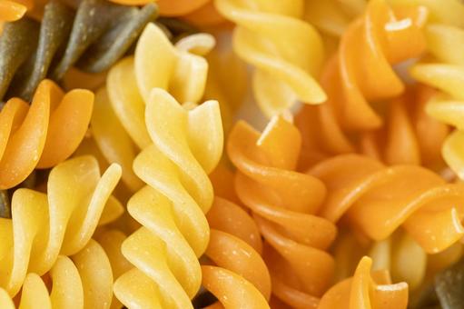 Three-colored fusilli, JPG Three-colored fusilli, JPG