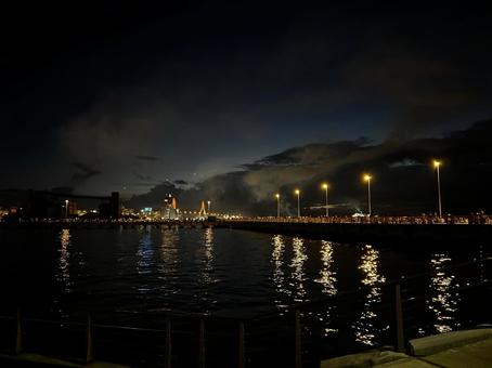 海沿いの夜景 海沿いの夜景の写真