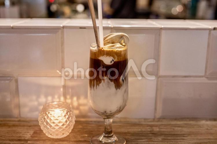 コーヒーゼリーが入ったアフォガード アフォガード,カフェ,コーヒーの写真素材