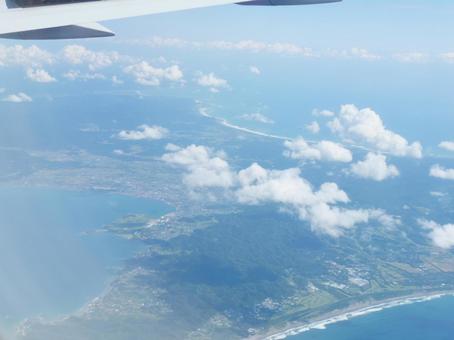 飛行機からの景色 空,空撮,晴れの写真素材