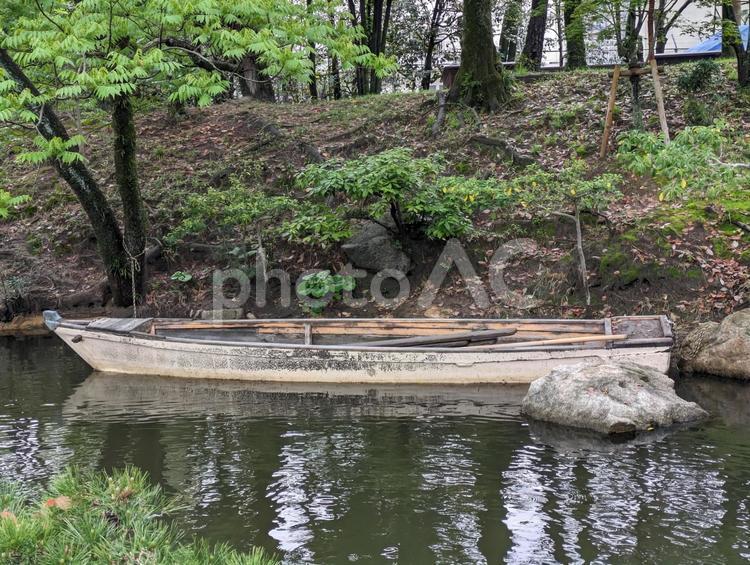 池に佇む木舟 自然,風景,池の写真素材