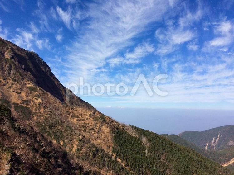 稜線からの風景 登山,山,空の写真素材