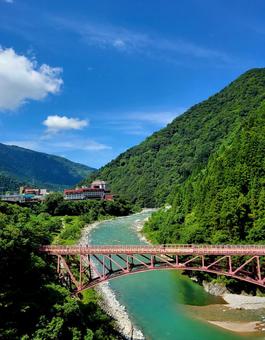 黒部渓谷鉄道トロッコ列車 黒部,黒部渓谷,鉄道の写真素材