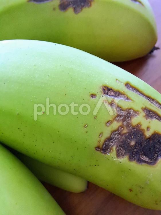 まだ青いバナナ　アップ 青い,バナナ,果物の写真素材