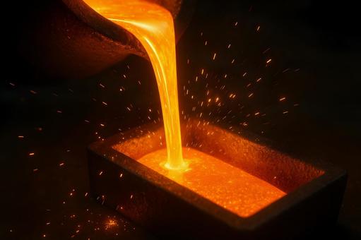 溶融ゴールド注湯の写真