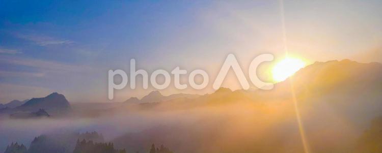 宮崎県での日の出 日の出,朝日,雲海の写真素材