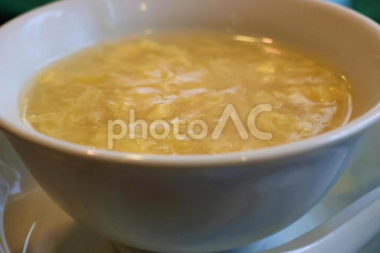 神戸南京町中華料理店ランチのコーンスープ 背景,コーンスープ,コーンの写真素材