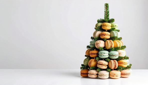 マカロンタワー、クリスマスツリー マカロンタワー、クリスマスツリーの写真