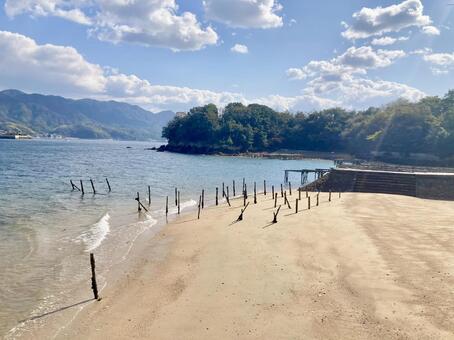 青空と浜辺 海,浜辺,海辺の写真素材