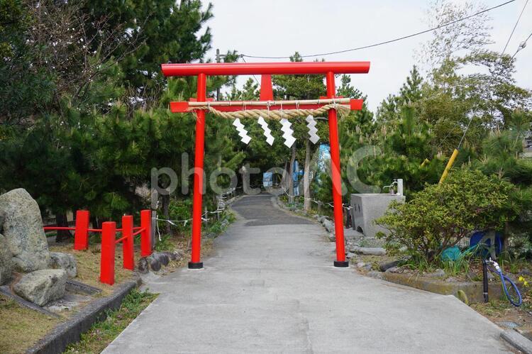 静岡県富士市　鈴川の富士塚の鳥居 富士塚,富士山,鈴川の写真素材
