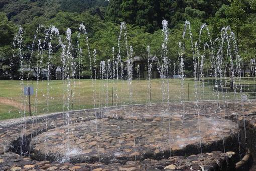 Photo, water spray, landscape, building, 