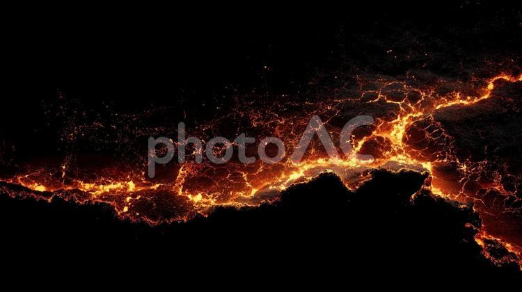 マグマのイメージ、黒背景 マグマ,溶岩,火山の写真素材