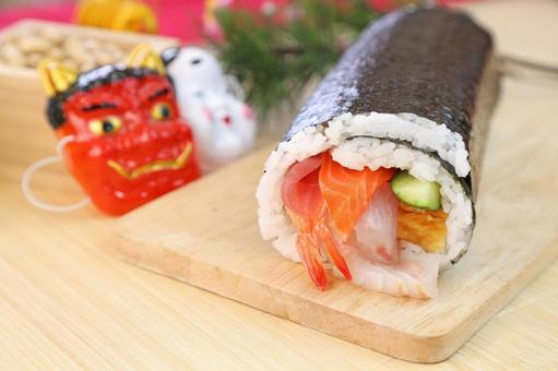 恵方巻き 恵方巻き 太巻き,恵方巻,丸かぶり寿司の写真素材