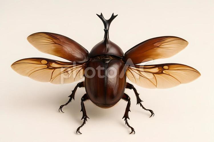 翼を広げるカブトムシ カブトムシ,昆虫,甲虫の写真素材