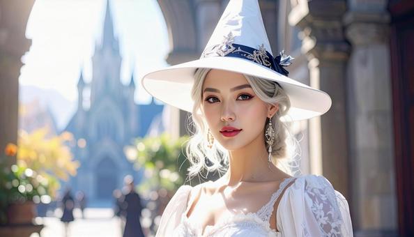 ハロウィン仮装 白い魔女 ハロウィン仮装 白い魔女の写真
