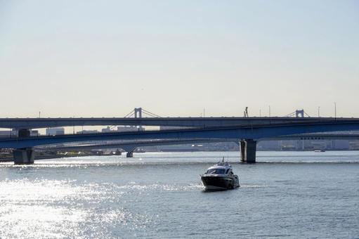 豊洲から見る東京湾臨海部の景観 豊洲,東京湾,東京の写真素材
