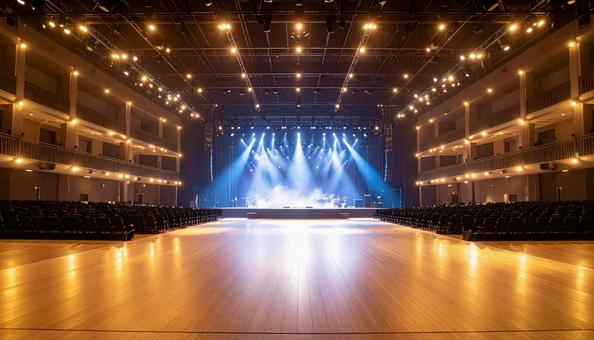 コンサートホールの舞台照明の写真