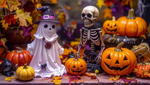 ハロウィン 骸骨 & お化けの置物 ハロウィン 骸骨 & お化けの置物の写真