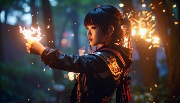 光るなにかを生成する不思議な少女の写真