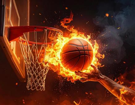 炎をまとったバスケットボールのイメージの写真