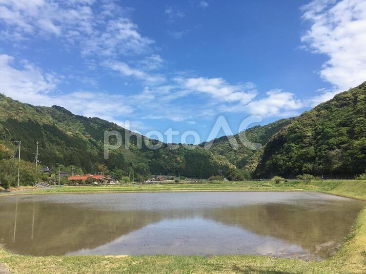 田園風景 田んぼ,風景,田植えの写真素材
