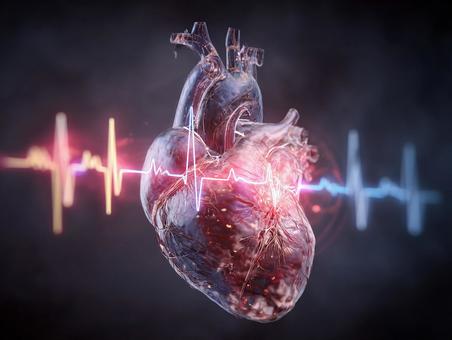 輝く光に包まれた心臓 輝く光に包まれた心臓の写真