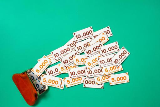 財布から飛び出したおもちゃのお金 財布から飛び出したおもちゃのお金 お金,コピースペース,マネーの写真素材