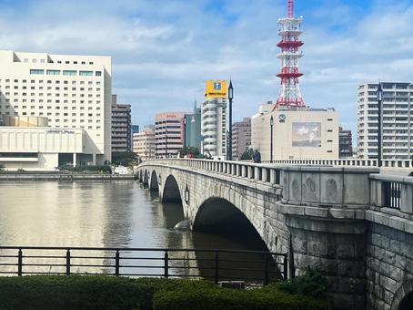 萬代橋と信濃川 萬代橋,信濃川,新潟市の写真素材