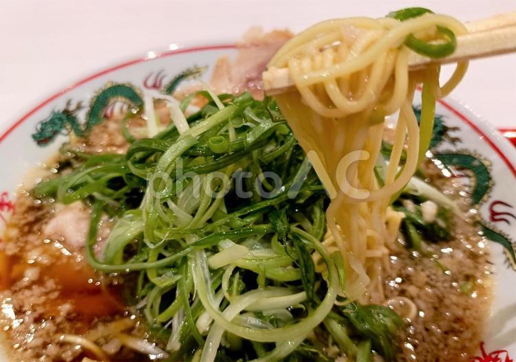 九条ネギがのったラーメン1 ラーメン,拉麺,ねぎの写真素材