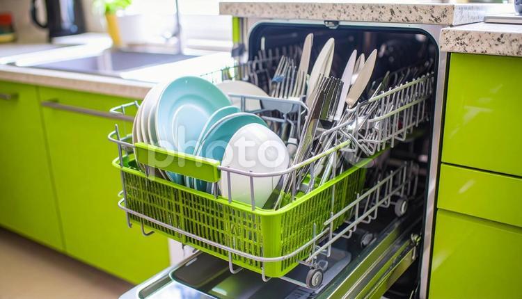 キッチンの水切りかごと食器、洗い物、家事 家事,洗い物,水切りかごの写真素材