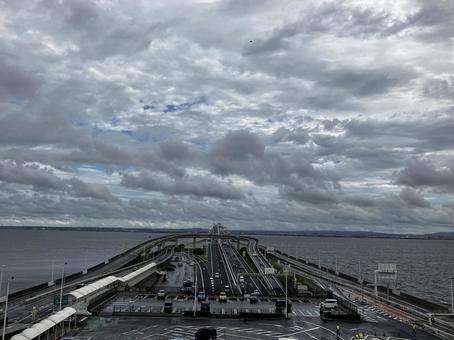 海ほたる 雲 空 海 海ほたる 雲 空 海 海,海ほたる,雲の写真素材