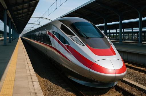駅に停車中の高速鉄道 駅に停車中の高速鉄道の写真