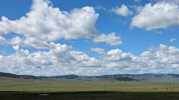 夏のモンゴルの大草原の写真