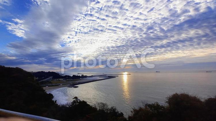 海と空と夕日 風景,海,夕焼けの写真素材