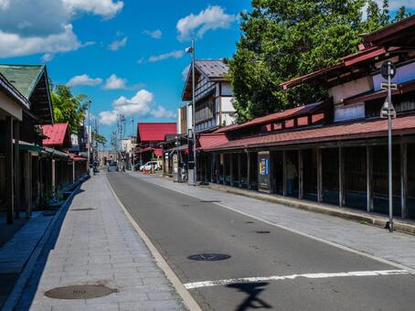 【青森県】黒石市・中町こみせ通り 黒石市,中町こみせ通り,こみせ通りの写真素材