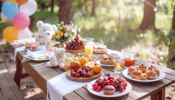 ガーデンパーティー、お誕生日会の写真